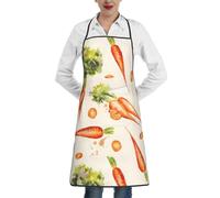 Poadnly Carote disegnate a mano ad acquerello, Grembiuli da cucina con tasche, grembiule da cuoco impermeabile regolabile