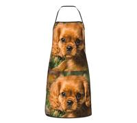 Poadnly Cavalier King Charles Spaniel Brown Curly Dogs, Grembiuli da cucina con tasche, grembiule da cuoco impermeabile regolabile