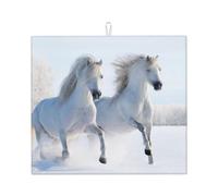 Poadnly Cavalli maculati rari al galoppo, Tappetini scolapiatti assorbenti, Tappetino scolapiatti per il bancone della cucina 41x46 cm