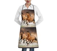 Poadnly Cavallo che corre, animale selvaggio, Grembiuli da cucina con tasche, grembiule da cuoco impermeabile regolabile