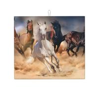 Poadnly Cavallo che corre nel deserto, Tappetini scolapiatti assorbenti, Tappetino scolapiatti per il bancone della cucina 41x46 cm
