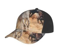 Poadnly Cavallo Selvaggio Che corre Contro la Tempesta di Sabbia,Cappellino da Baseball Regolabile, Classico, da papà, da Camionista