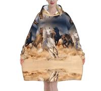 Poadnly Cavallo selvaggio che corre contro la tempesta di sabbia,Felpa con cappuccio oversize da donna, felpa con cappuccio, coperta in flanella