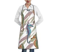 Poadnly Cavalluccio marino Laminaria, Grembiuli da cucina con tasche, grembiule da cuoco impermeabile regolabile