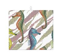 Poadnly Cavalluccio marino Laminaria, Tappetini scolapiatti assorbenti, Tappetino scolapiatti per il bancone della cucina 41x46 cm