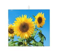 Poadnly Cielo estivo e girasoli, Tappetini scolapiatti assorbenti, Tappetino scolapiatti per il bancone della cucina 41x46 cm