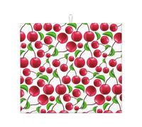 Poadnly Ciliegie rosse stampate, Tappetini scolapiatti assorbenti, Tappetino scolapiatti per il bancone della cucina 41x46 cm