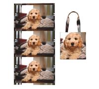 Poadnly Cockapoo Beige Curly Dog Pets Dogs, Borsa porta asciugamani pieghevole 2 in 1, asciugamani da spiaggia con borsa per viaggi, vacanze e campeggio
