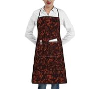 Poadnly Codice programmatore rosso, Grembiuli da cucina con tasche, grembiule da cuoco impermeabile regolabile