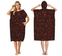 Poadnly Codice programmatore rosso, Telo mare con cappuccio per adulti 90 x 110 cm, accappatoio spogliatoio, poncho da surf per uomo e donna