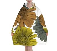 Poadnly Colori moderni autunnali, gerbere e margherite floreali,Felpa con cappuccio oversize da donna, felpa con cappuccio, coperta in flanella