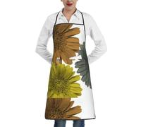 Poadnly Colori moderni autunnali, gerbere e margherite floreali, Grembiuli da cucina con tasche, grembiule da cuoco impermeabile regolabile