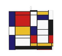 Poadnly Composizione artistica dei colori in stile Mondrian Rosso, Tappetini scolapiatti assorbenti, Tappetino scolapiatti per il bancone della cucina 41x46 cm