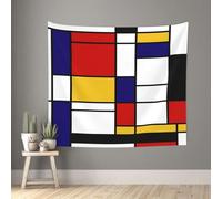 Poadnly Composizione artistica di colori in stile Mondrian Rosso, Arazzo decorativo da parete resistente per soggiorno camera da letto 152x130 cm