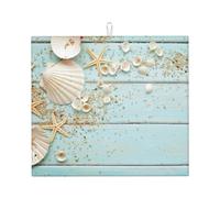 Poadnly Conchiglia di spiaggia Stella marina, Tappetini scolapiatti assorbenti, Tappetino scolapiatti per il bancone della cucina 41x46 cm