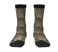 Poadnly Conchiglie Art Déco nere, champagne e dorate,Calzini sportivi a compressione per unisex, calze sportive per adulti