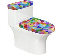 Poadnly Coriandoli a Forma di Cuore Arcobaleno,Set di 2 Copri Coperchio per WC riutilizzabili, Resistenti alla Polvere e agli Schizzi, Ideali per Il Bagno.