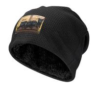 Poadnly Cuccioli di Famiglia Affenpinscher Cani Neri Scimmia,Cappello Invernale in Maglia a Nido d'Ape, Berretto Caldo Foderato in Pile, per Uomo e Donna