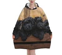 Poadnly Cuccioli di famiglia Affenpinscher Cani neri Scimmia,Felpa con cappuccio oversize da donna, felpa con cappuccio, coperta in flanella