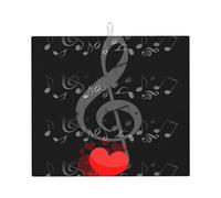 Poadnly Cuore di nota musicale, Tappetini scolapiatti assorbenti, Tappetino scolapiatti per il bancone della cucina 41x46 cm