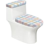 Poadnly Cuori in Rosa e Blu Pastello,Set di 2 Copri Coperchio per WC riutilizzabili, Resistenti alla Polvere e agli Schizzi, Ideali per Il Bagno.