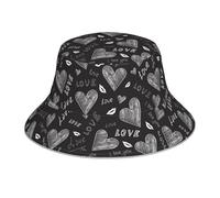 Poadnly Cuori scritti a Mano Parole d'Amore, Cappello da Pescatore per Adulti, Cappello da Sole, Berretto da Corsa Riflettente Notturno, Cappelli da Pescatore