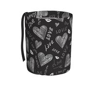 Poadnly Cuori scritti a mano Parole d'amore,Cestino per auto, cestino per rifiuti da appendere, resistente all'acqua, ideale per campeggio e viaggi.