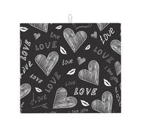 Poadnly Cuori scritti a mano Parole d'amore, Tappetini scolapiatti assorbenti, Tappetino scolapiatti per il bancone della cucina 41x46 cm