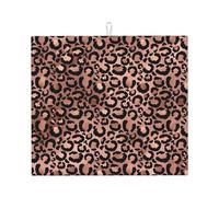 Poadnly Decoupage con stampa leopardata rosa e nera, Tappetini scolapiatti assorbenti, Tappetino scolapiatti per il bancone della cucina 41x46 cm