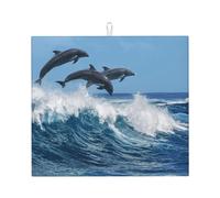 Poadnly Delfino tursiope comune, Tappetini scolapiatti assorbenti, Tappetino scolapiatti per il bancone della cucina 41x46 cm