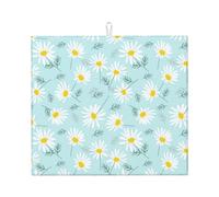 Poadnly Delicata margherita floreale blu e bianca, Tappetini scolapiatti assorbenti, Tappetino scolapiatti per il bancone della cucina 41x46 cm
