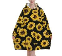 Poadnly Disegno del girasole,Felpa con cappuccio oversize da donna, felpa con cappuccio, coperta in flanella