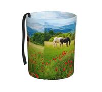 Poadnly Diverse specie di cavalli,Cestino per auto, cestino per rifiuti da appendere, resistente all'acqua, ideale per campeggio e viaggi.