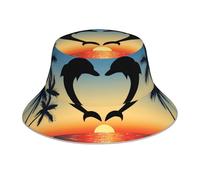 Poadnly Due Delfini Che saltano a Forma di Cuore, Cappello da Pescatore per Adulti, Cappello da Sole, Berretto da Corsa Riflettente Notturno, Cappelli da Pescatore