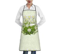 Poadnly Edelweiss, fiori di montagna svizzeri, Grembiuli da cucina con tasche, grembiule da cuoco impermeabile regolabile