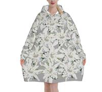 Poadnly Edelweiss moderno, fiori alpini svizzeri,Felpa con cappuccio oversize da donna, felpa con cappuccio, coperta in flanella
