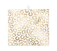 Poadnly Elegante leopardo bianco dorato con ghepardo, Tappetini scolapiatti assorbenti, Tappetino scolapiatti per il bancone della cucina 41x46 cm