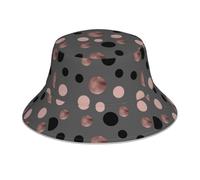 Poadnly Eleganti Cerchi Neri Finti Rosa, Cappello da Pescatore per Adulti, Cappello da Sole, Berretto da Corsa Riflettente Notturno, Cappelli da Pescatore