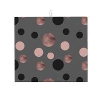 Poadnly Eleganti cerchi neri finti rosa, Tappetini scolapiatti assorbenti, Tappetino scolapiatti per il bancone della cucina 41x46 cm