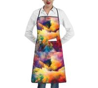Poadnly Esplosione di nuvole multicolori, Grembiuli da cucina con tasche, grembiule da cuoco impermeabile regolabile