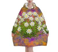 Poadnly Fiori di stella alpina svizzeri,Felpa con cappuccio oversize da donna, felpa con cappuccio, coperta in flanella