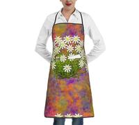Poadnly Fiori di stella alpina svizzeri, Grembiuli da cucina con tasche, grembiule da cuoco impermeabile regolabile