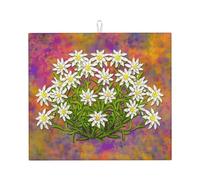 Poadnly Fiori di stella alpina svizzeri, Tappetini scolapiatti assorbenti, Tappetino scolapiatti per il bancone della cucina 41x46 cm