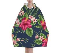 Poadnly Fiori tropicali Frangipani Ibisco Natura,Felpa con cappuccio oversize da donna, felpa con cappuccio, coperta in flanella