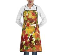 Poadnly Foglie autunnali, Grembiuli da cucina con tasche, grembiule da cuoco impermeabile regolabile