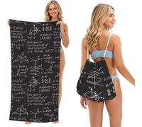 Poadnly Formula matematica, Set 2 in 1: asciugamano e borsa ripiegabile, telo mare con zainetto a sacca per viaggi, vacanze e campeggio