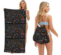 Poadnly Formula matematica, Set 2 in 1: asciugamano e borsa ripiegabile, telo mare con zainetto a sacca per viaggi, vacanze e campeggio
