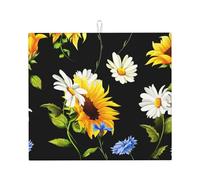 Poadnly Girasoli Camomilla Stampati, Tappetini scolapiatti assorbenti, Tappetino scolapiatti per il bancone della cucina 41x46 cm