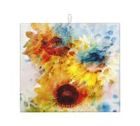 Poadnly Girasoli floreali bellissimi rossi, Tappetini scolapiatti assorbenti, Tappetino scolapiatti per il bancone della cucina 41x46 cm