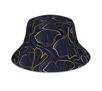 Poadnly Gradiente Dorato lineare con Foglie di Ginkgo Biloba, Cappello da Pescatore per Adulti, Cappello da Sole, Berretto da Corsa Riflettente Notturno, Cappelli da Pescatore